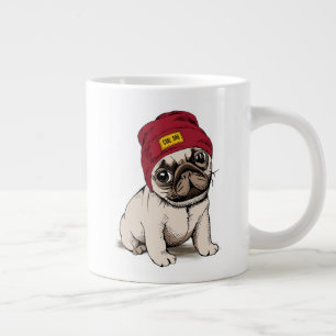 Mini-Welpe-Hipster-Mops Jumbo-Tasse