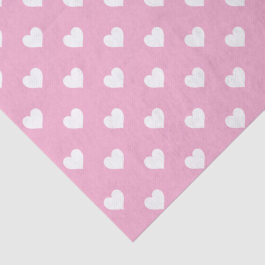 Mini White Hearts on Pink Pattern Seidenpapier (Detail)