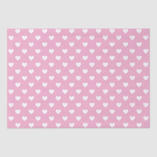 Mini White Hearts on Pink Pattern Seidenpapier (Vorderseite)