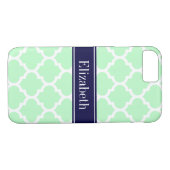 Mini White Marokcan #5 Navy Blue Name Monogram Case-Mate iPhone Hülle (Rückseite (Horizontal))