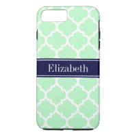 Mini White Marokcan #5 Navy Blue Name Monogram