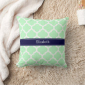 Mini White Marokcan #5 Navy Blue Name Monogram Kissen (Decke)