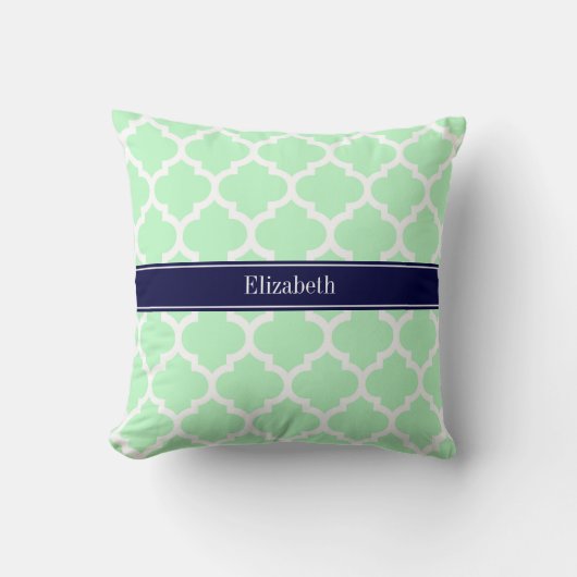 Mini White Marokcan #5 Navy Blue Name Monogram Kissen (Vorderseite)