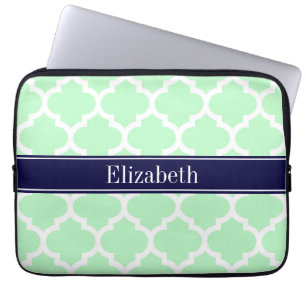 Mini White Marokcan #5 Navy Blue Name Monogram Laptopschutzhülle