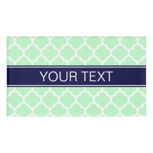 Mini White Marokcan #5 Navy Blue Name Monogram Namenschild