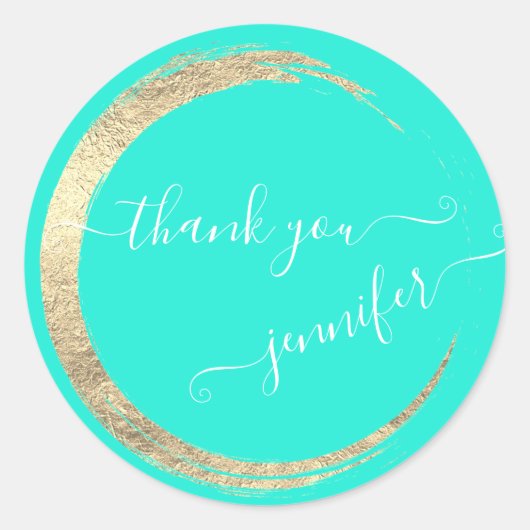 Mini White Vielen Dank Gold Frame Modern Runder Aufkleber (Vorderseite)
