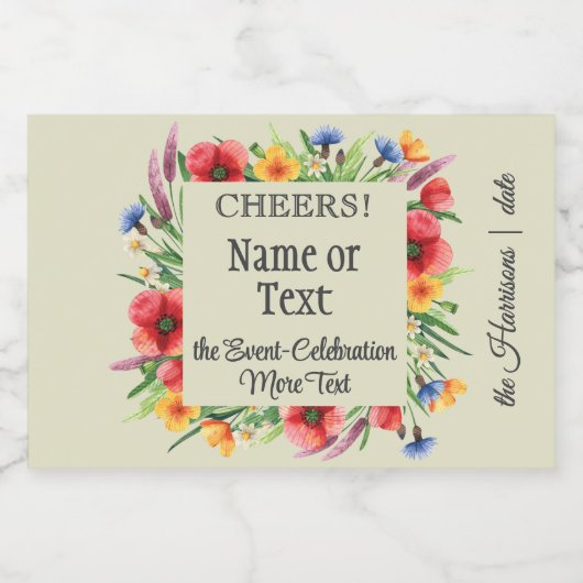 Mini-Wildblume Alkoholflaschenetikett (Einzelnes Label)