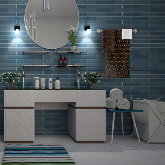 Mini-Wildblume Schwarzweiß-Muster Badhandtuch Set