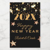Mini Wine Black & Gold Happy New Year (10) Mini Weinetikett (Einzelnes Label)