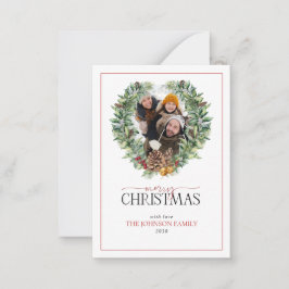 Mini Winter Pine Wreath Foto Frohe Weihnachten Mitteilungskarte