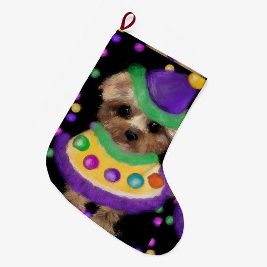 MINI YORKIE POO GROßER WEIHNACHTSSTRUMPF (Vorderansicht (hängend))