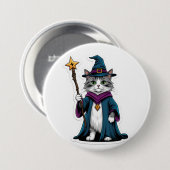 Mini-Zauberkatzen-Button mit magischem Stab Button (Vorne & Hinten)