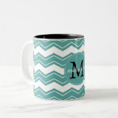 Mini-Zickzack-Monogramm Zweifarbige Tasse (Vorderseite Links)
