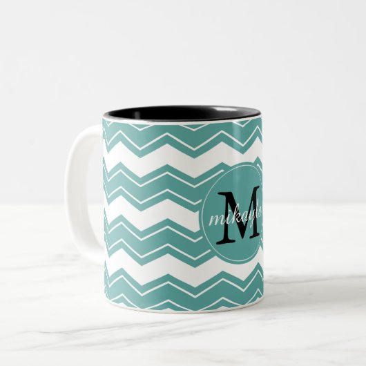 Mini-Zickzack-Monogramm Zweifarbige Tasse (Vorderseite Links)