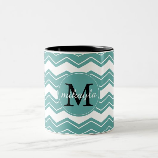 Mini-Zickzack-Monogramm Zweifarbige Tasse (Mittel)