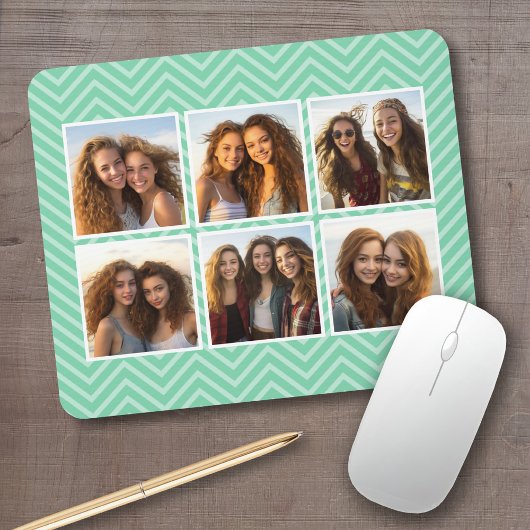 Mini Zickzack Muster mit Trendy 6 Foto Collage Mousepad