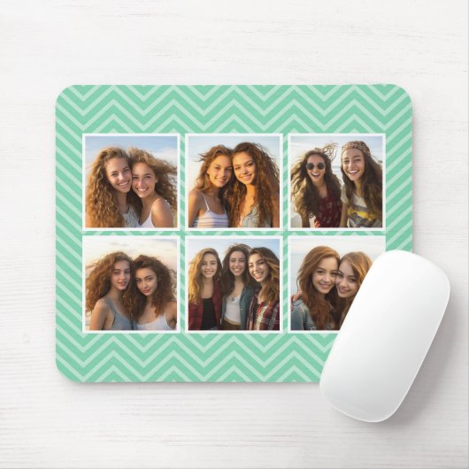 Mini Zickzack Muster mit Trendy 6 Foto Collage Mousepad (Mit Mouse)