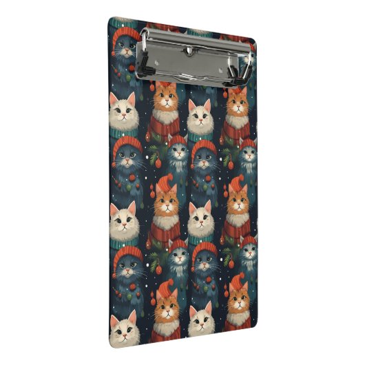 Mini-Zwischenablage für festliche Katzen Mini Klemmbrett (Schrägansicht)