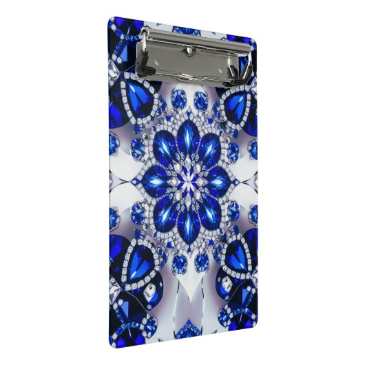 Mini-Zwischenablage mit blauen, weißen Farben Mini Klemmbrett (Schrägansicht)