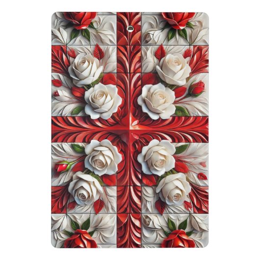 Mini-Zwischenablage mit englischer Rose Design Mini Klemmbrett (Rückseite)