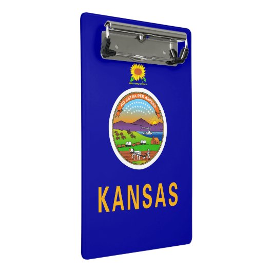 Mini-Zwischenablage mit Flagge des Kansas-Staat, U Mini Klemmbrett (Schrägansicht)