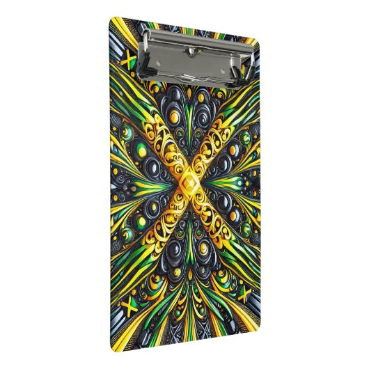 Mini-Zwischenablage mit jamaikanischen Farben Mini Klemmbrett (Schrägansicht)