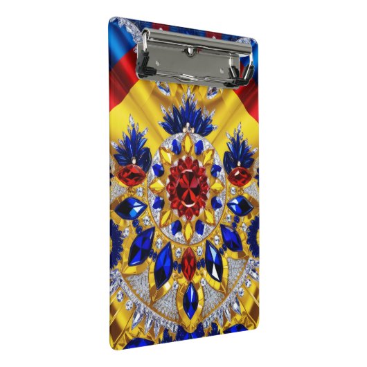 Mini-Zwischenablage mit rumänischen Farben Mini Klemmbrett (Schrägansicht)