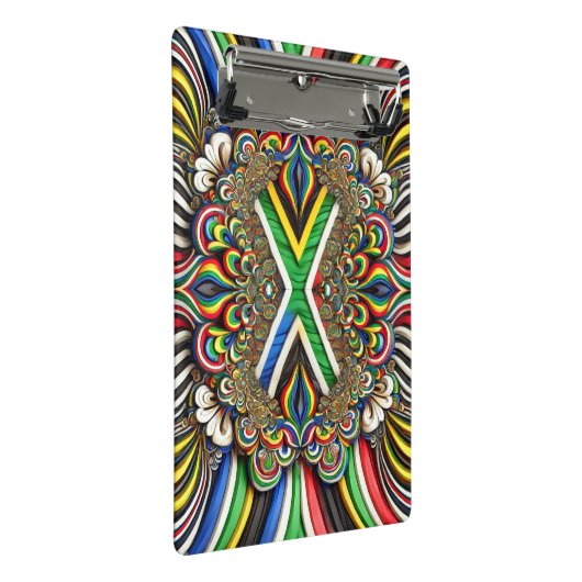 Mini-Zwischenablage mit südafrikanischen Farben Mini Klemmbrett (Schrägansicht)