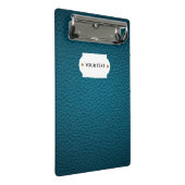 Mini-Zwischenwand aus blauem Leder Mini Klemmbrett (Schrägansicht)