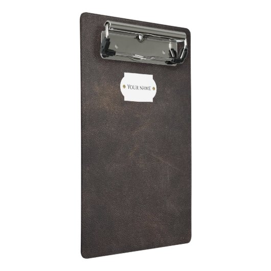 Mini-Zwischenwand aus Grauleder Mini Klemmbrett (Schrägansicht)