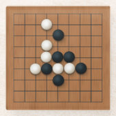 Miniatur 9x9 Go-Board mit Steinen (2) Glasuntersetzer (Vorderseite)