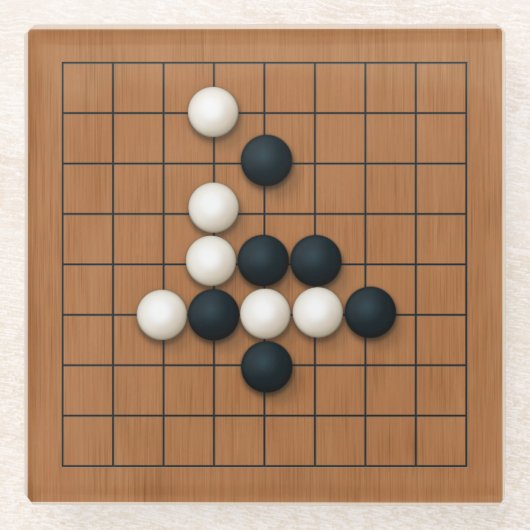 Miniatur 9x9 Go-Board mit Steinen (2) Glasuntersetzer (Vorderseite)