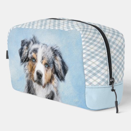 Miniatur American Shepherder Malerei MAS Dog Art Waschbeutel (Rechte Ecke)