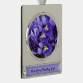 Miniatur Blue Irises Frühblut Banner-Ornament Silber (Rechts)