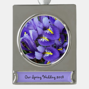 Miniatur Blue Irises Frühblut Banner-Ornament Silber