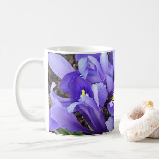 Miniatur Blue Irises Frühblut Kaffeetasse (Mit Donut)