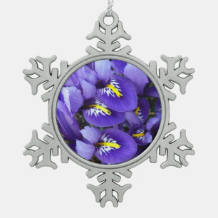 Miniatur Blue Irises Frühblut Schneeflocken Zinn-Ornament