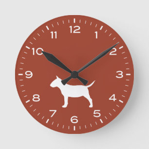 Miniatur-Bull-Terrier-Hunde Silhouette Runde Uhr