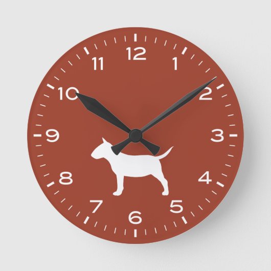 Miniatur-Bull-Terrier-Hunde Silhouette Runde Uhr (Vorderseite)