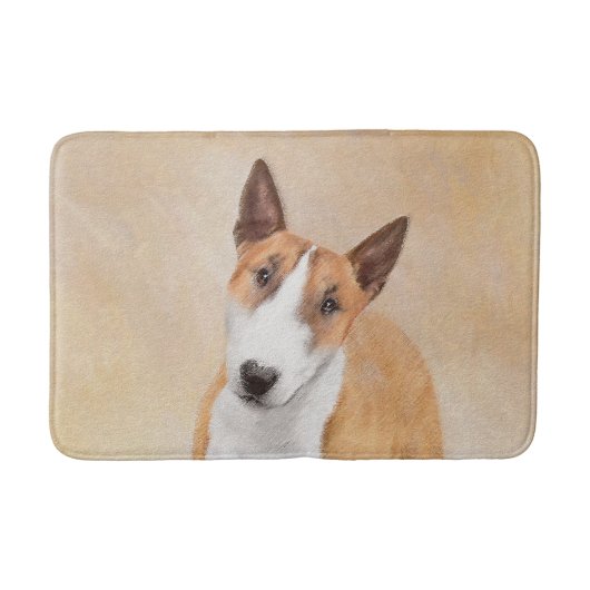 Miniatur Bull Terrier Malerei - Niedlich Original Badematte (Vorderseite)