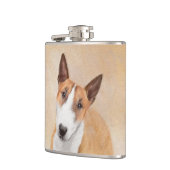 Miniatur Bull Terrier Malerei - Niedlich Original  Flachmann (Links)