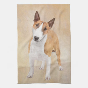 Miniatur Bull Terrier Malerei - Niedlich Original  Geschirrtuch