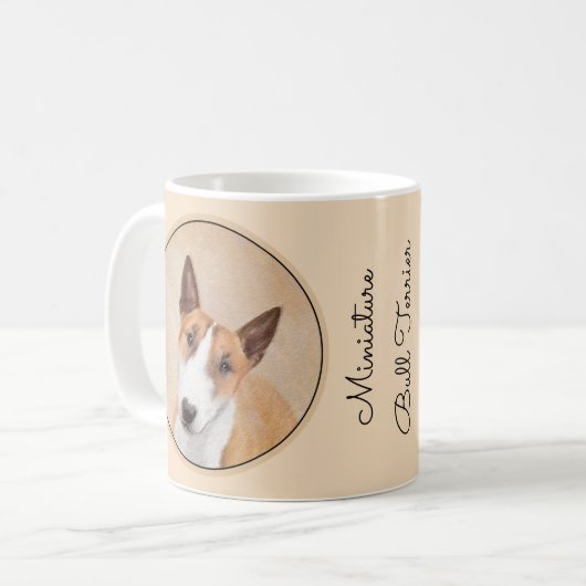 Miniatur Bull Terrier Malerei - Niedlich Original Kaffeetasse (Vorderseite Links)