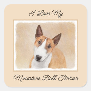 Miniatur Bull Terrier Malerei - Niedlich Original  Quadratischer Aufkleber