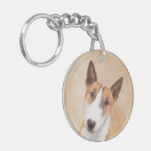 Miniatur Bull Terrier Malerei - Niedlich Original  Schlüsselanhänger (Vorderseite links)