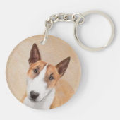 Miniatur Bull Terrier Malerei - Niedlich Original  Schlüsselanhänger (Rückseite)