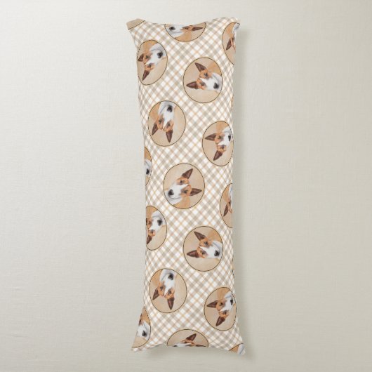 Miniatur Bull Terrier Malerei Original Hunde Kunst Seitenschläferkissen (Vorderseite Vertikal)