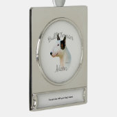Miniatur-Bull-Terrier-Mama 2 Banner-Ornament Silber (Rechts)