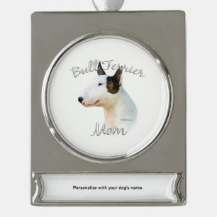 Miniatur-Bull-Terrier-Mama 2 Banner-Ornament Silber