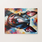 Miniatur Bull Terrier | Schwarz | Akrylprint Puzzle (Horizontal)